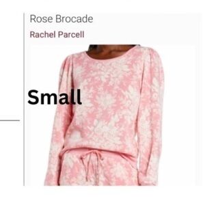 Rachel parcell crewneck pink rose lounge puff sleeves sweatshirt